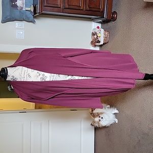 JJill burgundy jersey knit long cardigan XL